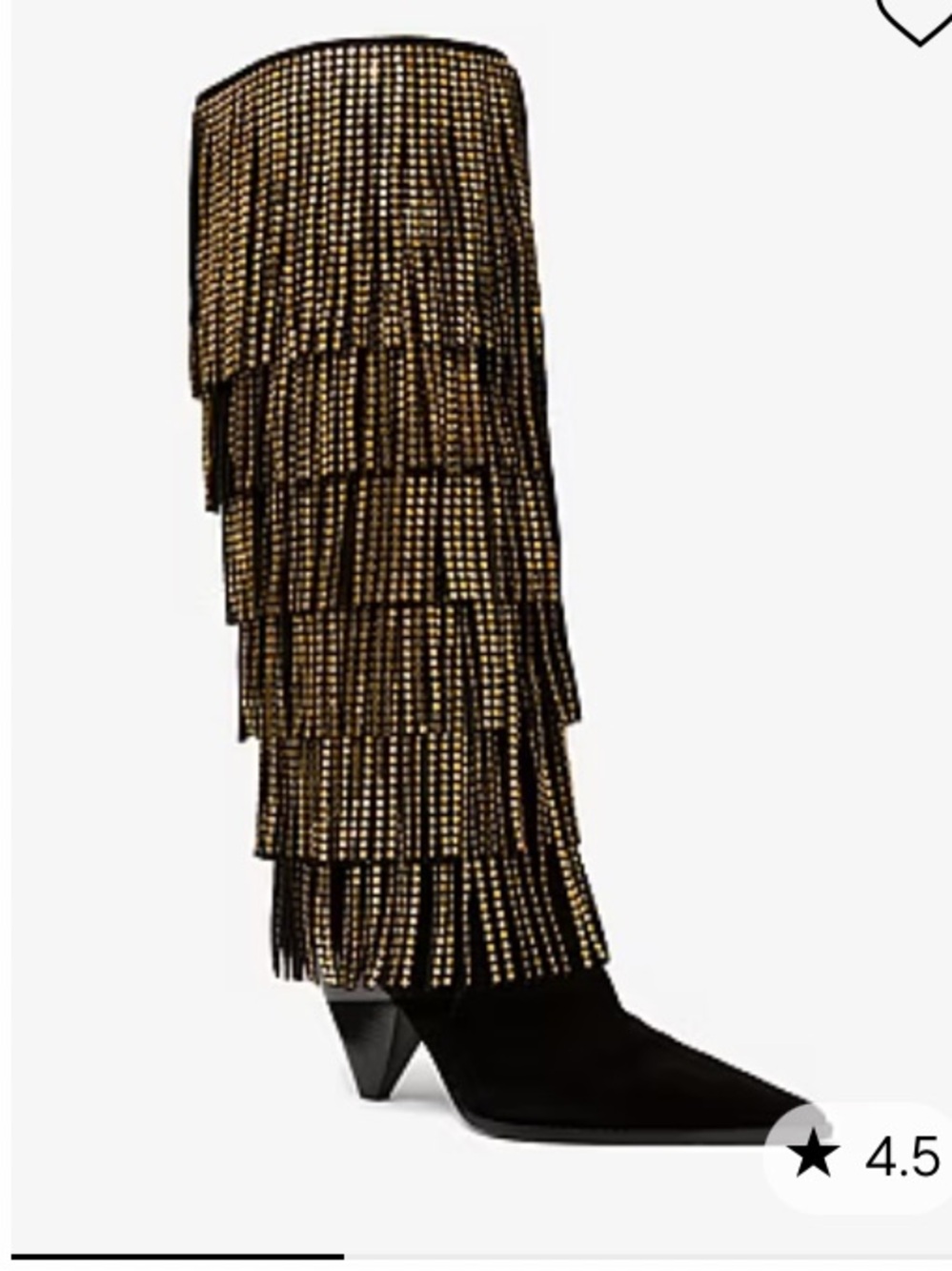🆕 MICHAEL Michael Kors Embellished Fringe Knee Boots in Black & Gold